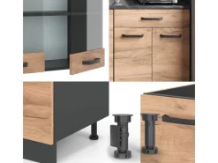 Outlet Vicco R-Line SingleKüche Goldkraft Eiche/Anthrazit 140 cm AP Eiche Opt 2 ohne E-Geräte