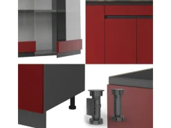 Vicco R-Line Singleküche /Anthrazit 140 cm AP Marmor ohne E-Geräte< Single-Küchen