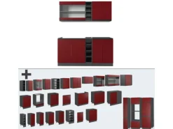 Online Vicco R-Line Singleküche /Anthrazit 160 cm J-Shape ohne E-Geräte Rot