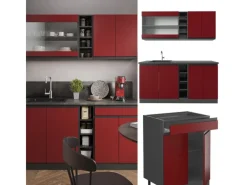 Sale Vicco R-Line Singleküche /Anthrazit 160 cm AP Marmor ohne E-Geräte Rot