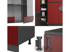 Sale Vicco R-Line Singleküche /Anthrazit 160 cm AP Marmor ohne E-Geräte Rot