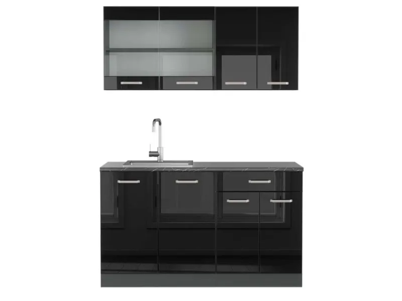 Vicco R-Line Singleküche /Anthrazit 140 cm AP Anthrazit ohne E-Geräte< Single-Küchen