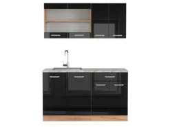 Vicco R-Line Singleküche /Goldkraft Eiche 140 cm AP Marmor ohne E-Geräte< Single-Küchen