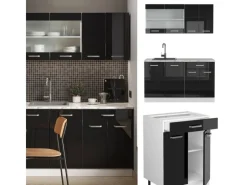 Single-Küchen<Vicco R-Line Singleküche /Weiß 140 cm AP Anthrazit ohne E-Geräte
