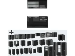 Best Vicco R-Line Singleküche /Anthrazit 140 cm AP Marmor ohne E-Geräte Schwarz Hochglanz