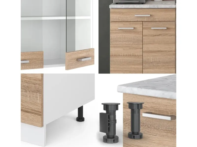 Single-Küchen<Vicco R-Line Singleküche Sonoma/Weiß 140 cm AP Eiche ohne E-Geräte
