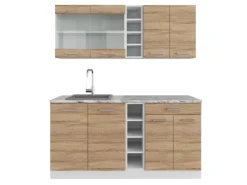 Vicco R-Line Singleküche Sonoma/Weiß 160 cm ohne Arbeitsplatte ohne E-Geräte< Single-Küchen