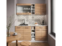 Vicco R-Line Singleküche Sonoma/Weiß 160 cm ohne Arbeitsplatte ohne E-Geräte< Single-Küchen