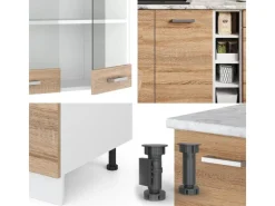 Vicco R-Line Singleküche Sonoma/Weiß 160 cm ohne Arbeitsplatte ohne E-Geräte< Single-Küchen