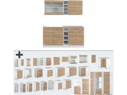 Single-Küchen<Vicco R-Line Singleküche Sonoma/Weiß 160 cm AP Marmor ohne E-Geräte