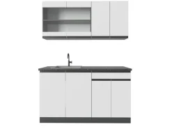 Single-Küchen|Einbauküchen<Vicco R-Line Singleküche /Anthrazit 140 cm J-Shape ohne E-Geräte