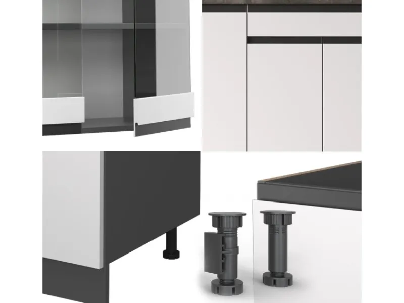 Single-Küchen|Einbauküchen<Vicco R-Line Singleküche /Anthrazit 140 cm J-Shape ohne E-Geräte