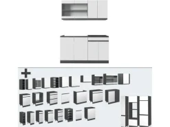 Single-Küchen|Einbauküchen<Vicco R-Line Singleküche /Anthrazit 140 cm J-Shape ohne E-Geräte