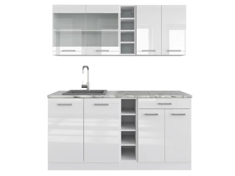 Single-Küchen|Pantryküchen<Vicco R-Line Singleküche Hochglanz/ 160 cm ohne Arbeitsplatte ohne E-Geräte