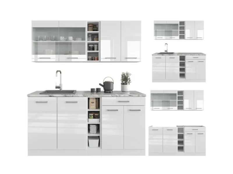 Single-Küchen|Pantryküchen<Vicco R-Line Singleküche Hochglanz/ 160 cm ohne Arbeitsplatte ohne E-Geräte