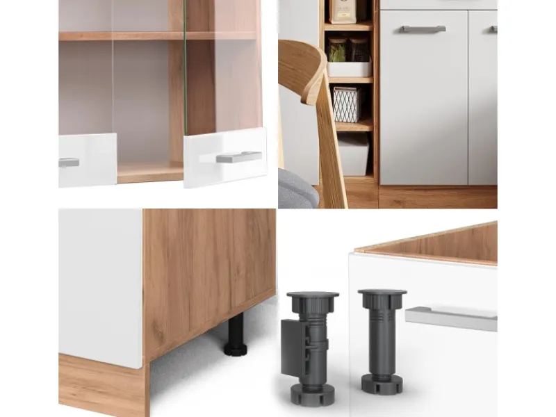 Single-Küchen|Herde<Vicco R-Line Singleküche Weiß Hochglanz/Goldkraft Eiche 160 cm ohne Arbeitsplatte ohne E-Geräte