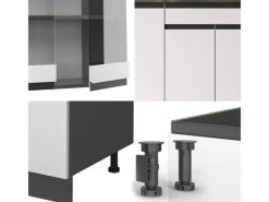 Single-Küchen<Vicco R-Line Singleküche /Anthrazit 140 cm AP Anthrazit ohne E-Geräte
