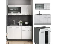 Single-Küchen<Vicco R-Line Singleküche /Anthrazit 140 cm AP Anthrazit ohne E-Geräte