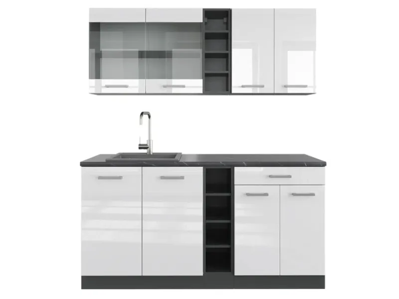 Vicco R-Line Singleküche /Anthrazit 160 cm ohne Arbeitsplatte ohne E-Geräte< Single-Küchen
