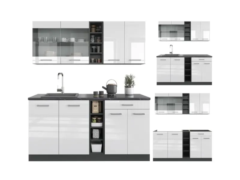Vicco R-Line Singleküche /Anthrazit 160 cm ohne Arbeitsplatte ohne E-Geräte< Single-Küchen