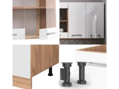 Vicco R-Line Singleküche Weiß Hochglanz/Goldkraft Eiche 140 cm ohne Arbeitsplatte ohne E-Geräte< Single-Küchen|Einbauküchen