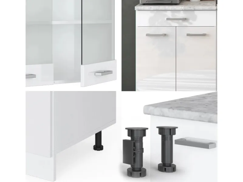 Vicco R-Line Singleküche Hochglanz/ 140 cm AP Anthrazit ohne E-Geräte Weiß