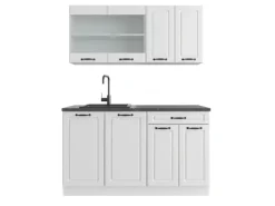 Online Vicco R-Line Singleküche Weiß Landhaus/Weiß 140 cm ohne Arbeitsplatte ohne E-Geräte Weiß-Strukturiert