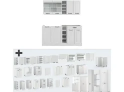 Vicco R-Line Singleküche Weiß Landhaus/Weiß 160 cm AP Marmor ohne E-Geräte< Single-Küchen|Einbauküchen