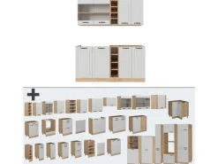 Single-Küchen|Einbauküchen<Vicco R-Line Singleküche Weiß Landhaus/Goldkraft Eiche 160 cm ohne Arbeitsplatte ohne E-Geräte