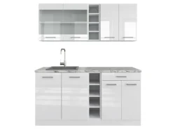 Single-Küchen<Vicco R-Line Singleküche Hochglanz/ 160 cm AP Marmor ohne E-Geräte