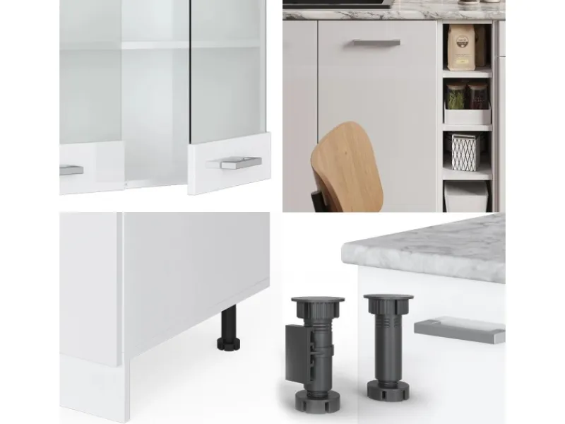 Single-Küchen<Vicco R-Line Singleküche Hochglanz/ 160 cm AP Marmor ohne E-Geräte