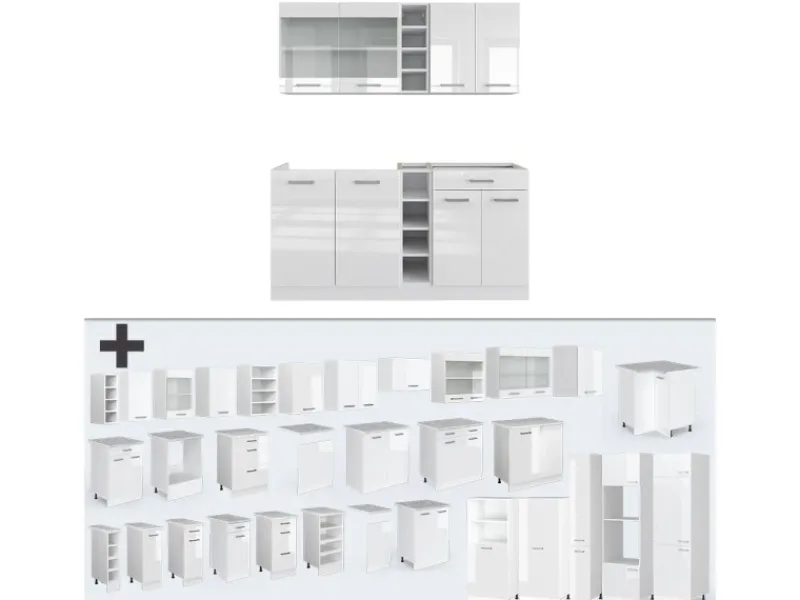 Single-Küchen<Vicco R-Line Singleküche Hochglanz/ 160 cm AP Marmor ohne E-Geräte