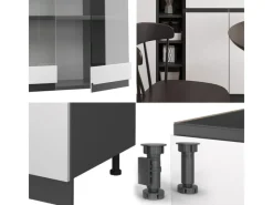 Best Vicco R-Line Singleküche /Anthrazit 160 cm AP Eiche ohne E-Geräte Weiß