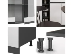 Clearance Vicco R-Line Singleküche /Anthrazit 160 cm J-Shape ohne E-Geräte Weiß