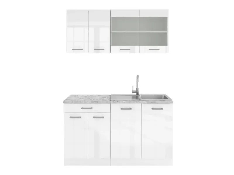 Single-Küchen<Vicco R-Line Singleküche 140 cm AP Marmor ohne E-Geräte