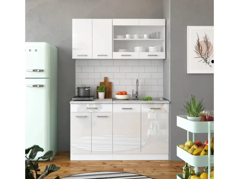 Single-Küchen<Vicco R-Line Singleküche 140 cm AP Marmor ohne E-Geräte