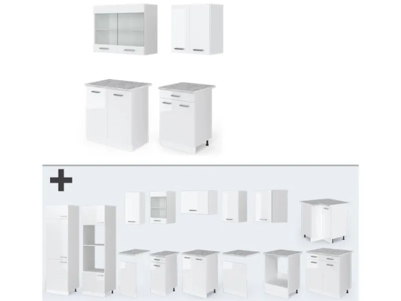 Single-Küchen<Vicco R-Line Singleküche 140 cm AP Marmor ohne E-Geräte