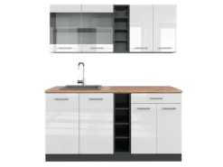 Single-Küchen<Vicco R-Line Singleküche /Anthrazit 160 cm AP Eiche ohne E-Geräte