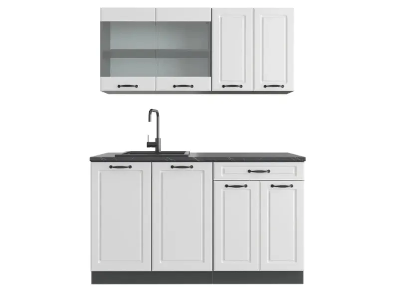 Online Vicco R-Line Singleküche Weiß Landhaus/Anthrazit 140 cm ohne Arbeitsplatte ohne E-Geräte Weiß Strukturiert