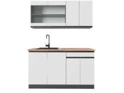 Clearance Vicco R-Line Singleküche /Anthrazit 140 cm AP Eiche ohne E-Geräte Weiß