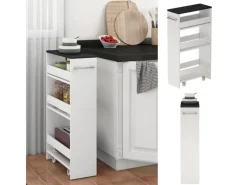 Küchenregale<Vicco Rollregal Rivo Weiß/Anthrazit 20x85 cm