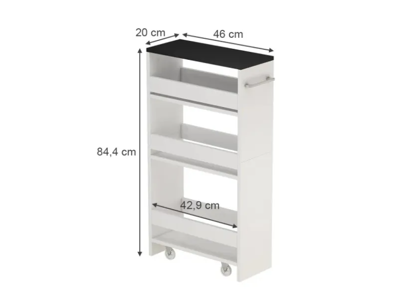 Küchenregale<Vicco Rollregal Rivo Weiß/Anthrazit 20x85 cm