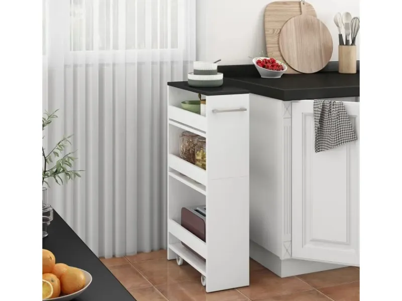 Küchenregale<Vicco Rollregal Rivo Weiß/Anthrazit 20x85 cm