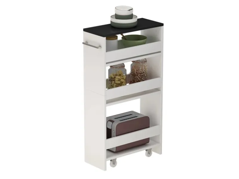 Küchenregale<Vicco Rollregal Rivo Weiß/Anthrazit 20x85 cm