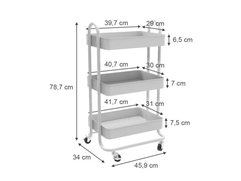 Sale Vicco Rollregal Tron Rollbare Küchen-Minibar 46x79 cm Weiß