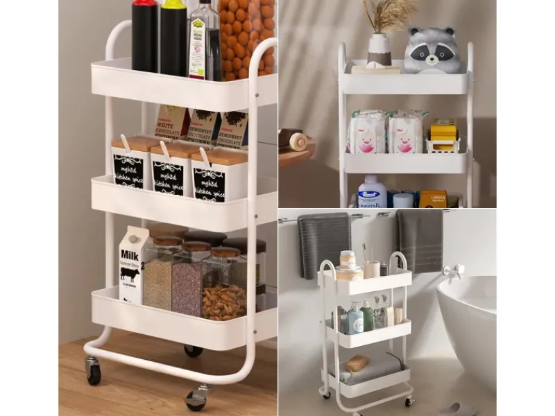 Sale Vicco Rollregal Tron Rollbare Küchen-Minibar 46x79 cm Weiß