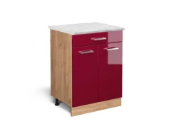 Küchenschränke<Vicco Schubladenschrank R-Line Schubladenschrank für die Küche Bordeaux Hochglanz 60 cm AP Marmor