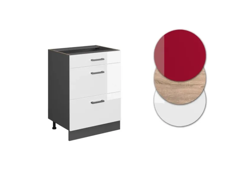 Kücheninseln<Vicco Schubladenschrank R-Line Schubladenschrank für die Küche Hochglanz 60 cm AP Marmor