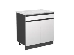 Best Vicco Schubladenunterschrank R-Line Schubladenschrank für die Küche 80 cm AP Marmor Weiß