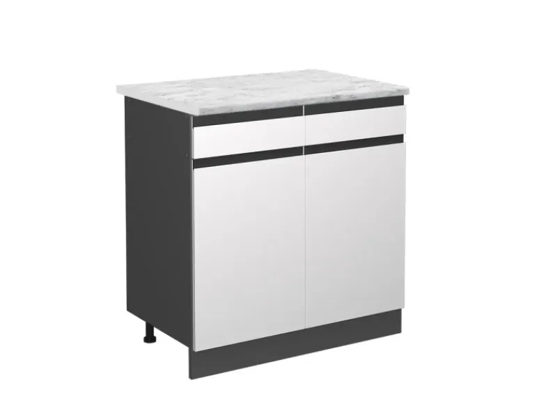 Best Vicco Schubladenunterschrank R-Line Schubladenschrank für die Küche 80 cm AP Marmor Weiß